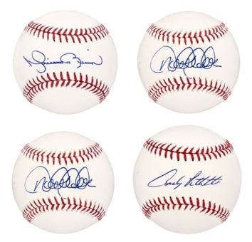 New York Yankees Core Four Lot of (4) Single-Signed Baseballs: Jeter, Posada, Pettitte, and Rivera